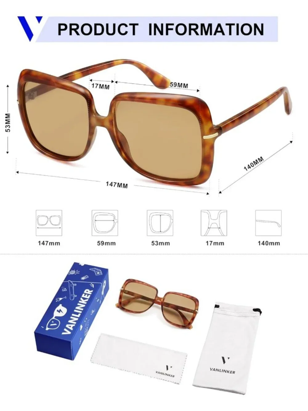 Trendy Oversized Polarized Square Sunglasses for Women - Retro Vintage Shades